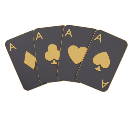 ace card poker golden 3d render minimal creative gambling illustration.の写真素材