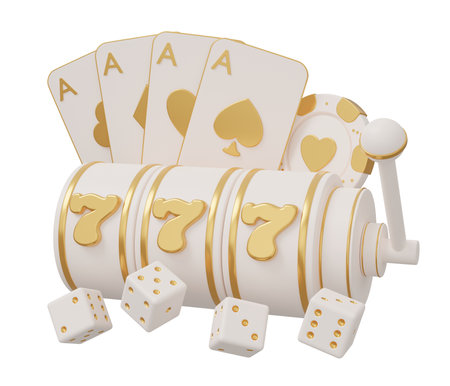 777 casino poker 3d render minimal creative gambling illustration.の写真素材