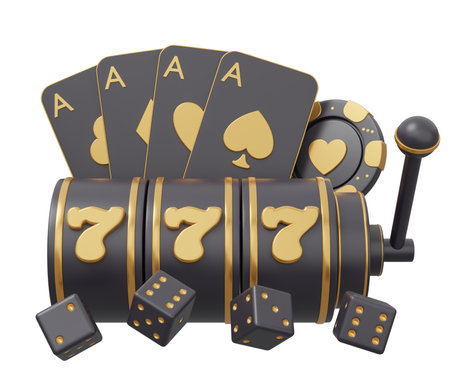 777 casino poker gold 3d render minimal creative gambling illustration.の写真素材