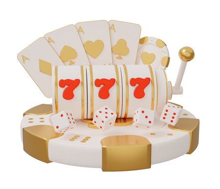 777 casino poker 3d render minimal creative gambling illustration.の写真素材