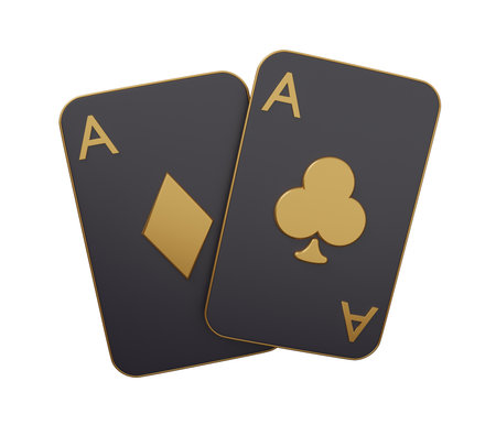 ace two cards 3d. isolated minimal 3d render illustration in cartoon trendy style.