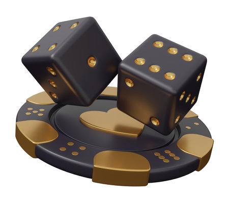 casino chip dice 3d. isolated minimal 3d render illustration in cartoon trendy style.の写真素材