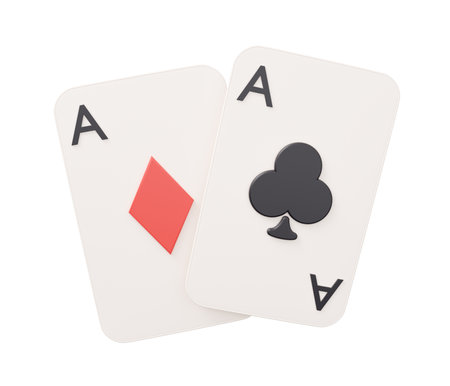 ace two cards 3d. isolated minimal 3d render illustration in cartoon trendy style.の写真素材