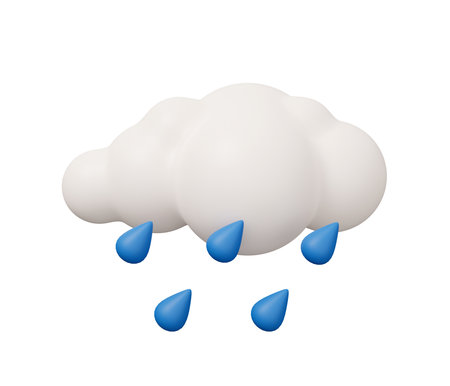 rain cloud 3d weather. isolated minimal 3d render illustration in cartoon trendy style.の写真素材