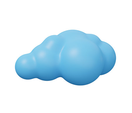 cloud blue 3d icon. isolated minimal 3d render illustration in cartoon trendy style.の写真素材