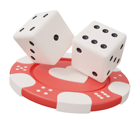 casino chip dice 3d. isolated minimal 3d render illustration in cartoon trendy style.の写真素材