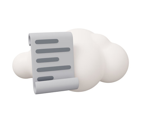 paper scroll cloud 3d illustration. Minimal 3d render illustration isolated on white background.の写真素材