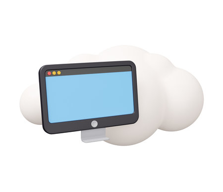 computer cloud 3d illustration. Minimal 3d render illustration isolated on white background.の写真素材