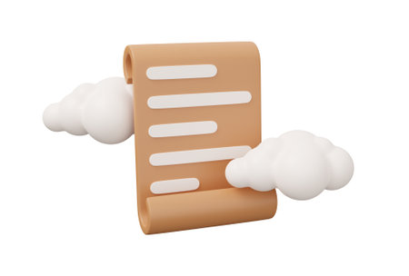 paper scroll cloud 3d illustration. Minimal 3d render illustration isolated on white background.の写真素材