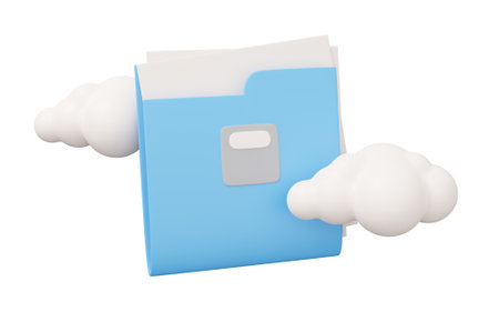 document folder cloud 3d illustration. Minimal 3d render illustration isolated on white background.の写真素材