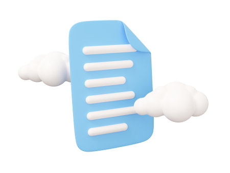 document cloud 3d illustration. Minimal 3d render illustration isolated on white background.の写真素材