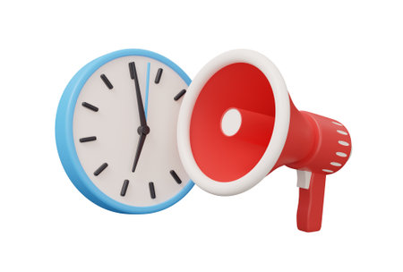 clock megaphone speaker 3d.の写真素材