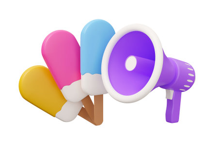 ice cream megaphone 3d.の写真素材