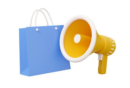 shopping bag megaphone speaker 3d.の写真素材