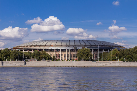The Luzhniki Stadium on the bank of the river in the summerのeditorial素材