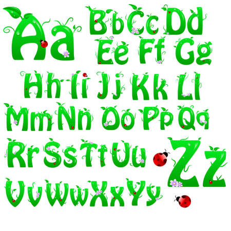 Green floral alphabetのイラスト素材