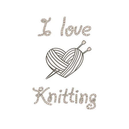 Knitting label with knitting clew in the shape of a heart.のイラスト素材