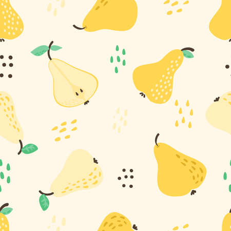 Abstract seamless pattern with pears. Hand drawn illustration for coverage, wrapping paper, fabric...