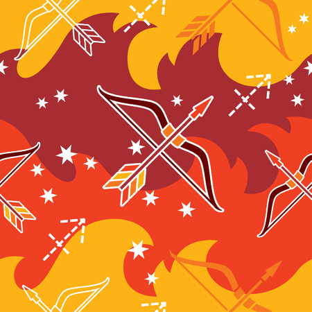 Vector seamless pattern with Sagittarius astrology symbolsのイラスト素材