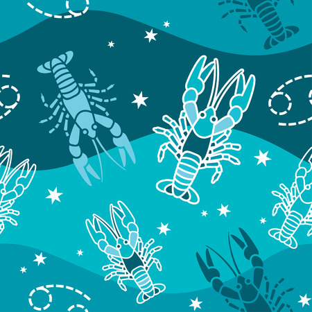 Vector seamless pattern with Cancer astrology symbolsのイラスト素材