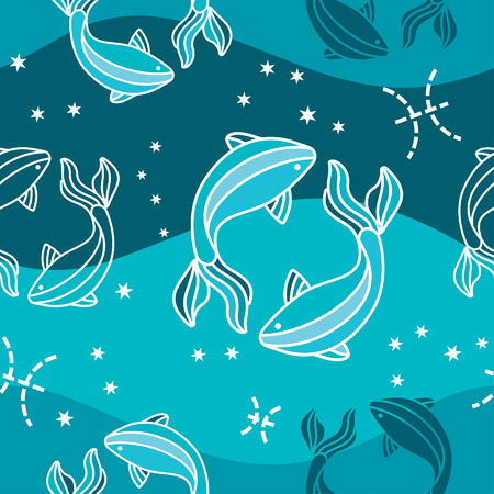 Vector seamless pattern with Pisces astrology symbolsのイラスト素材