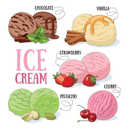 Ice cream scoops. Vector illustration.のイラスト素材