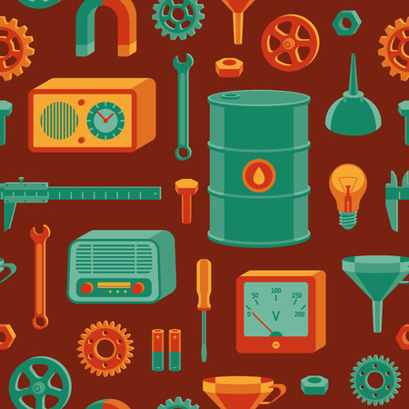 Vector seamless pattern with different tools.のイラスト素材