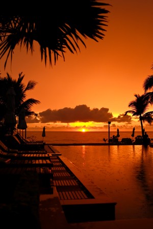 Sunset at the pool.の写真素材