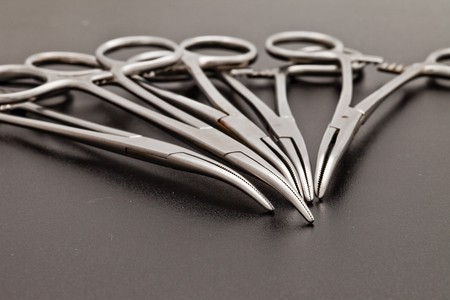 A set of surgical clamps.の写真素材