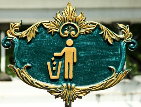 Sign for littering in Bangkok, Thailand.の写真素材