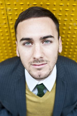 Young handsome businessman from aboveの写真素材