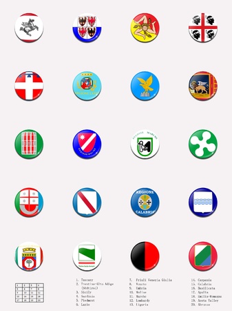 Flags balls stamps of regions of Italy Flags balls stamps of regions of Italy