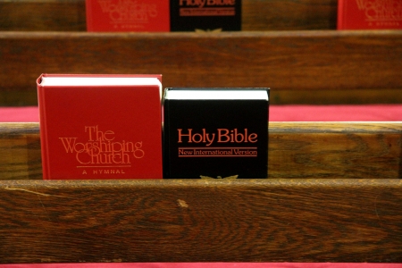 Bible in a church, with proper position and sizeの写真素材