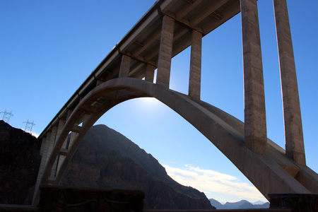 The Hoover Bridge from the Hoover Dam, Nevada.の写真素材