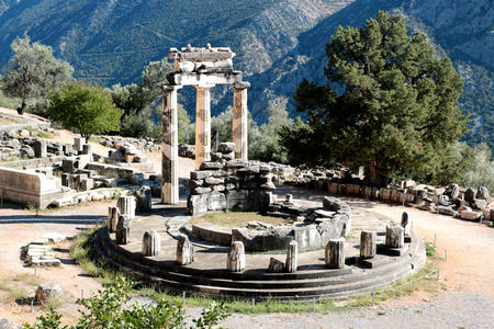 Panoramic view of Temple of Athena Pronea Delphi Greece.の写真素材