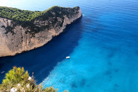 Idyllic view of beautiful Navagio Beach on Zakynthos Island in Greece.