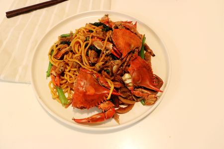 Crab Noodles made by instant pack noddleの写真素材