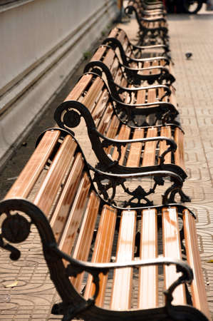 Benches along the walls.bangkok,thailandの写真素材