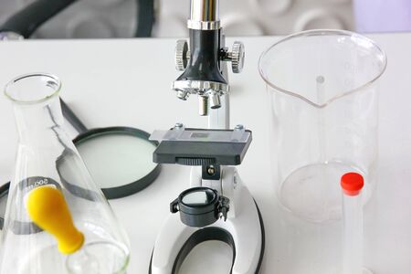 the researcher or scientist or technician equipment on white table in clean roomの写真素材