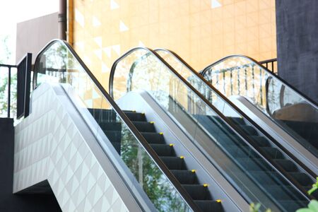 the out door escalator beside building.の写真素材