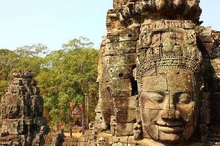 smile of BAYON.BAYON castle is one of the greates religious sites in the world ,built according to HINDU and BUDDHIST beliefs. the high tower is carved into the face of the traces of the four facesのeditorial素材