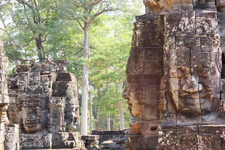 smile of BAYON.BAYON castle is one of the greates religious sites in the world ,built according to HINDU and BUDDHIST beliefs. the high tower is carved into the face of the traces of the four facesのeditorial素材