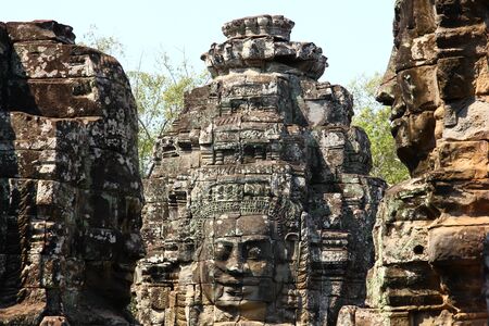 smile of BAYON.BAYON castle is one of the greates religious sites in the world ,built according to HINDU and BUDDHIST beliefs. the high tower is carved into the face of the traces of the four facesのeditorial素材
