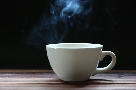 white coffee cup with hot steam shape