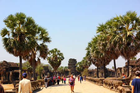 SIEM REAP,CAMBODIA-12 FEBRUARY :2019:Tourist  are visiting the world heritage ANGKOR WAT the biggest...