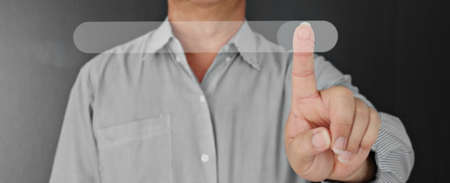 business man using index finger touch on screen search , technology concept