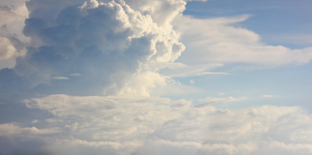 blue sky cloud shape pattern nature cloudscape backgroundの写真素材