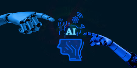 3D robotics hand support element futuristic digital business icon ,technology conceptの写真素材