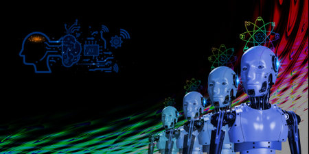 human designed algorithm to assign work  according to order , business industry concept. 3D robotic...