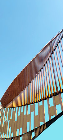 outdoor geometric shape abstract pattern design install on steel structureの写真素材